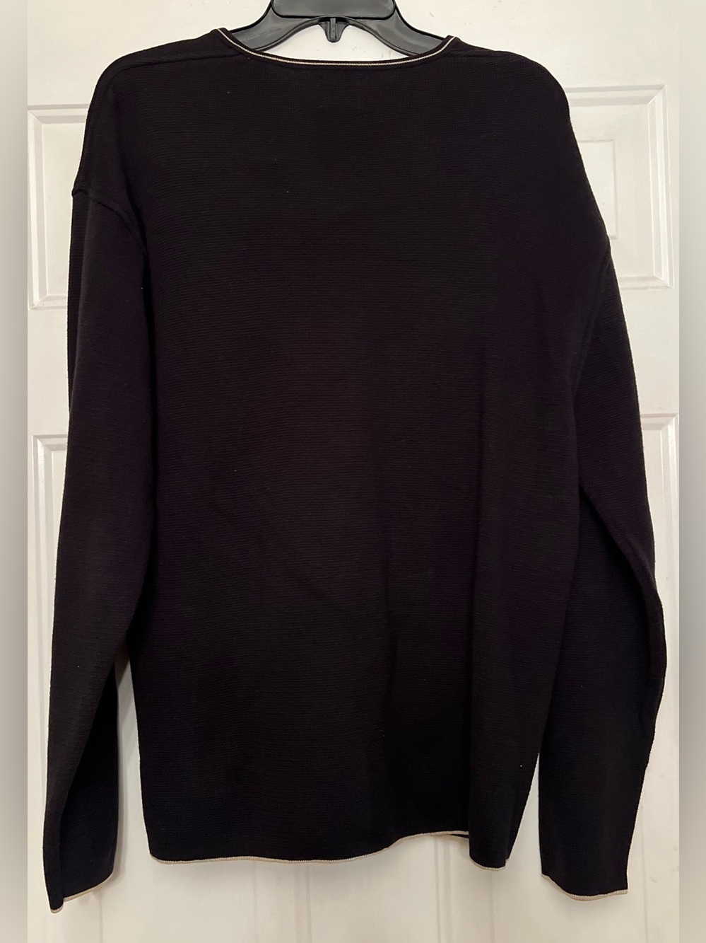 GAP Men’s Black V Neck Sweater - 100% Cotton - Classic Knit Pullover - XL - Picture 3 of 4